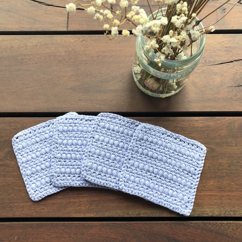 Lavender crocheted coasters